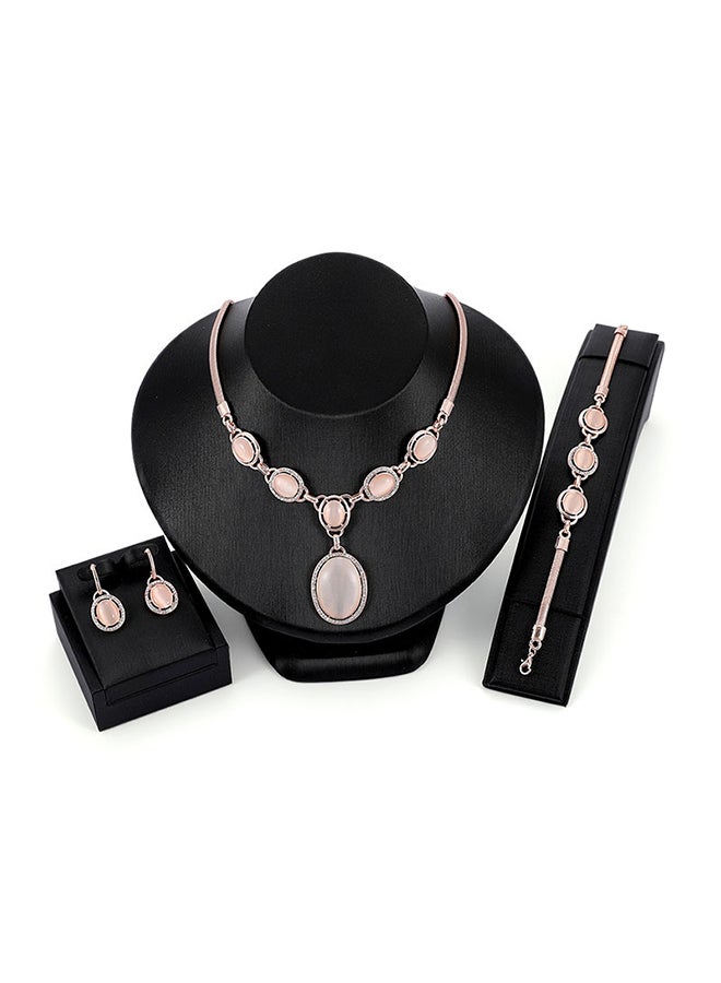 Generic - 3-Piece Rose Gold Plated Alloy Jewellery Set With Opal - Image 1