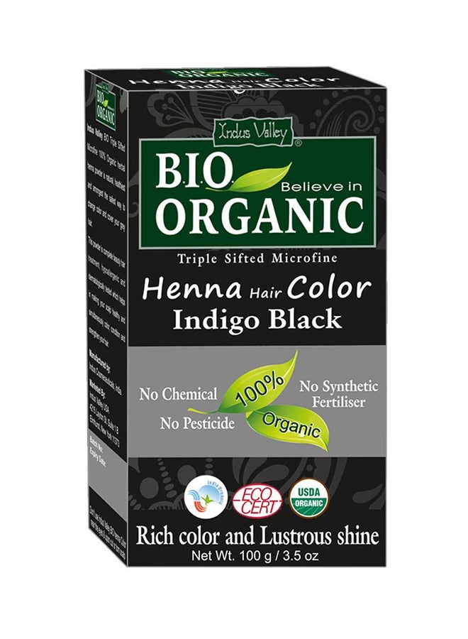 Indus Valley Bio Organic Henna Hair Color Powder Indigo Black 100grams  - Image 1