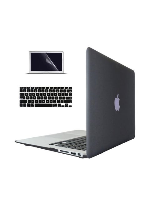 Hard Case For Apple MacBook Air 11-Inch With Screen Protector And Keyboard Case Black/Clear