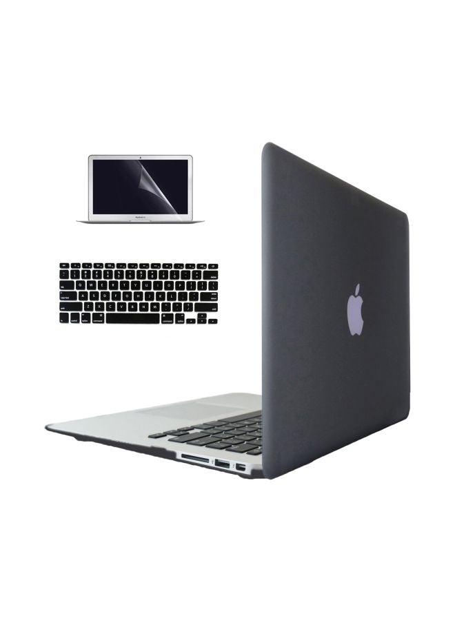 Hard Case For Apple MacBook Air 11-Inch With Screen Protector And Keyboard Case Black/Clear