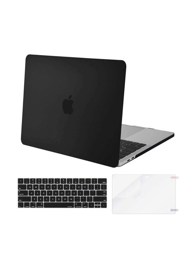 Mosiso Protective Cover For Apple MacBook Pro 13-Inch With Keyboard Cover And Screen Protector Black  - Image 1