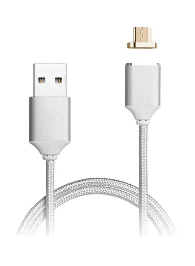 كابل مايكرو USB مغناطيسي لهاتف سامسونج جالاكسي نوت 5 فضي - Image 1