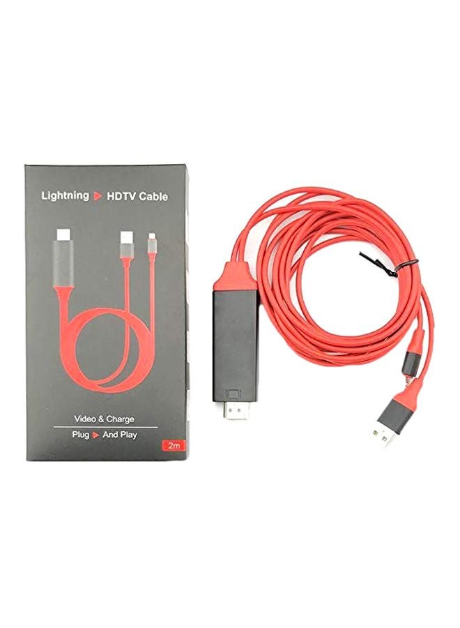 Lightning To HDMI Audio Cable Red/Black/Silver - Image 1