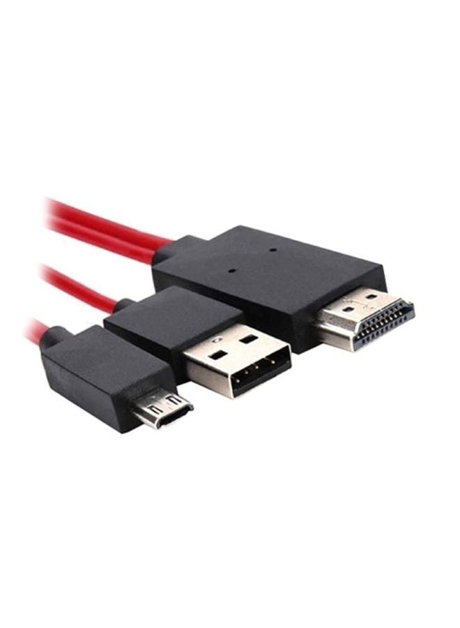 محول كابل Micro USB إلى HDMI لهاتف سامسونج جالاكسي S4 /S5/ ‏S3/‏ نوت 3/ نوت 2 أحمر/أسود/فضي - Image 1