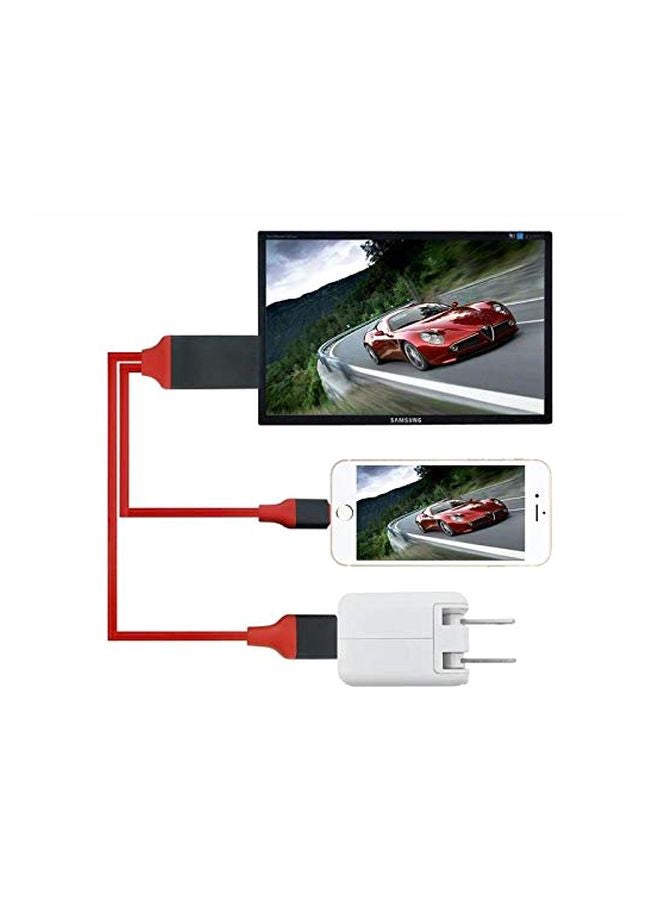 Lightning To HDMI Audio Cable Red/Black/Silver - Image 2