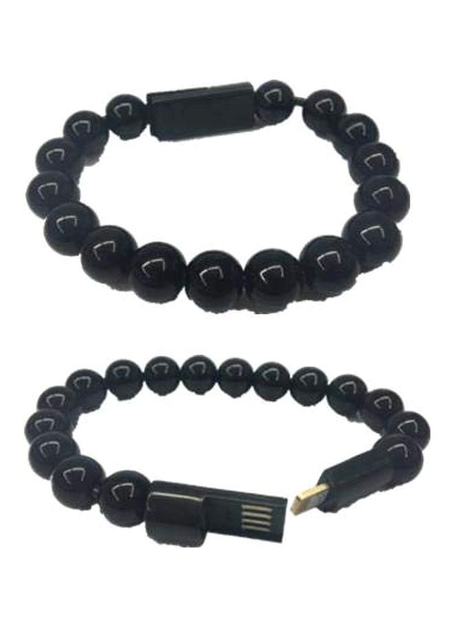 كابل شحن USB على شكل سوار لهواتف أبل آيفون أسود - Image 1