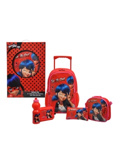 5-In-1 Lady Bug Print Trolley Bag Set Multicolour