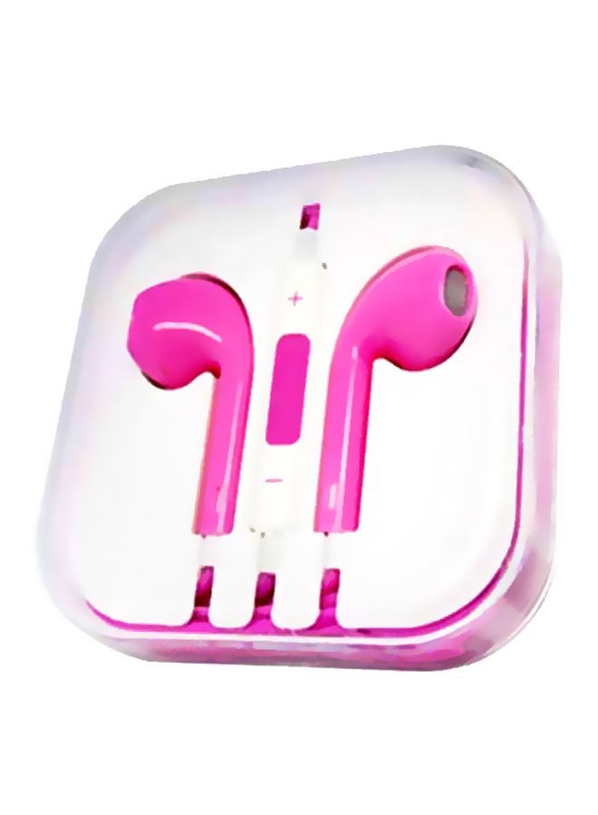 Generic Wired In Ear Earphones With Remote Mic For Apple iPhone 5/5S/5C Pink/White  - Image 1
