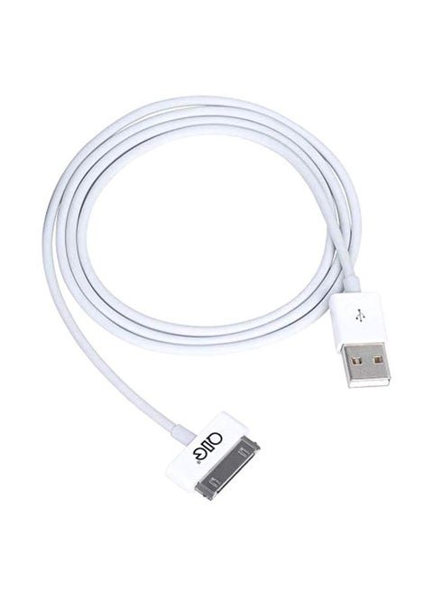 30-Pin Data Sync And Charging USB Cable White/Chrome