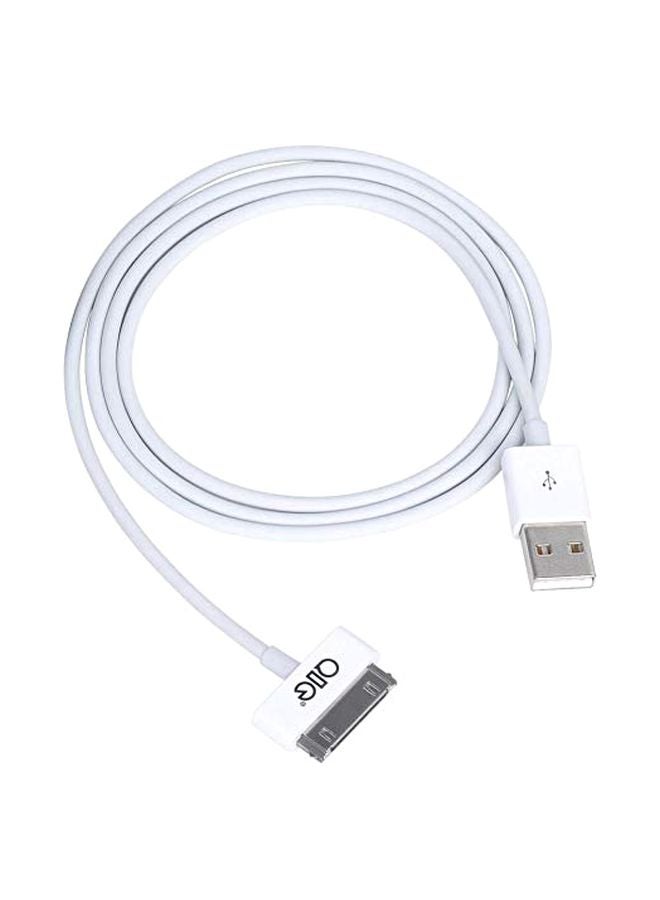QICENT - 30-Pin Data Sync And Charging USB Cable White/Chrome - Image 1