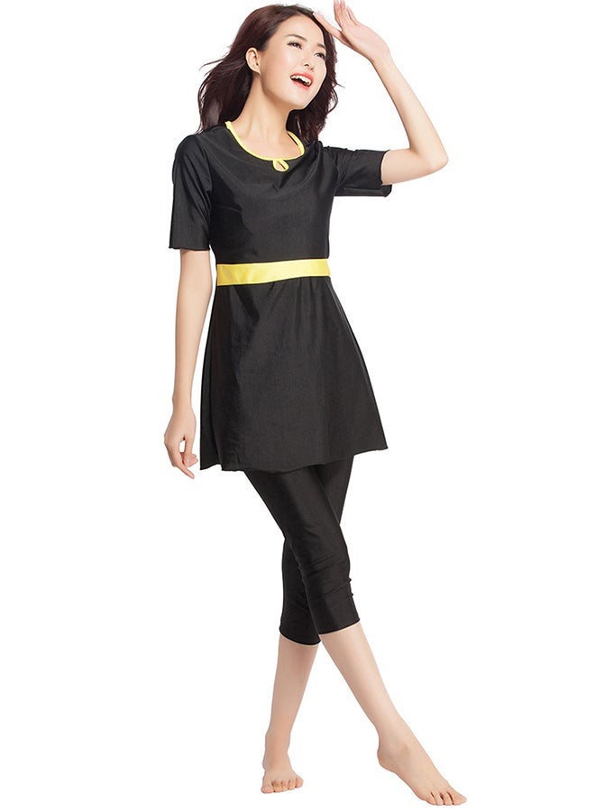 هانيميدو ملابس سباحة بمقاس مناسب أسود/ أصفر - Image 3