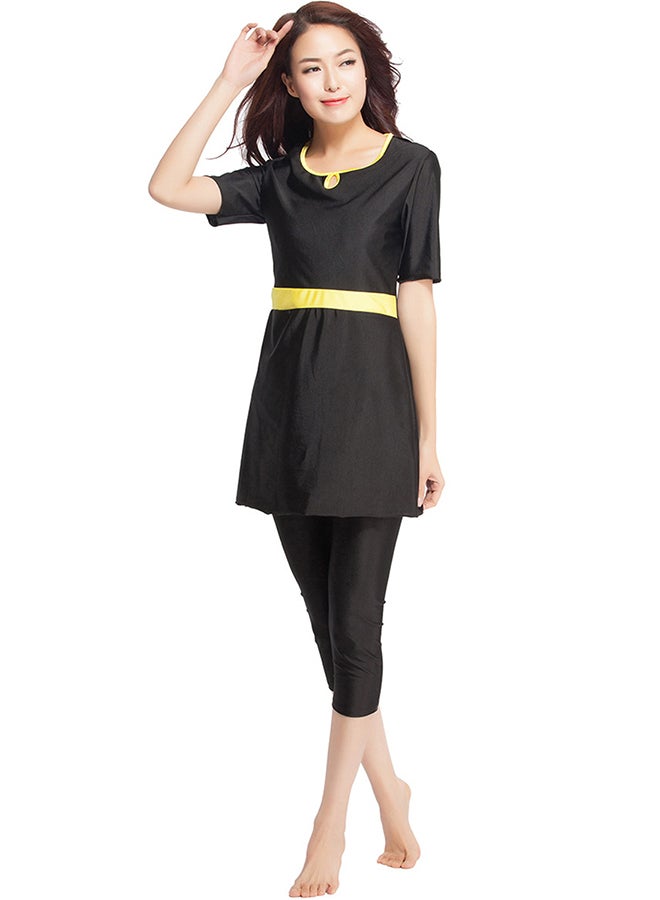 هانيميدو ملابس سباحة بمقاس مناسب أسود/ أصفر - Image 4