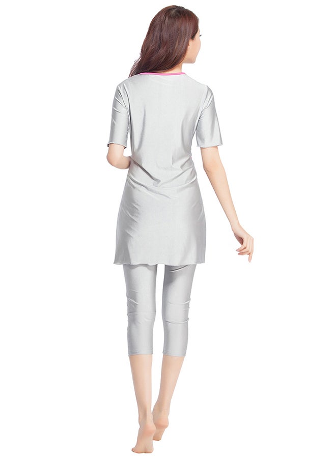 هانيميدو ملابس سباحة بمقاس مناسب رمادي/وردي - Image 2