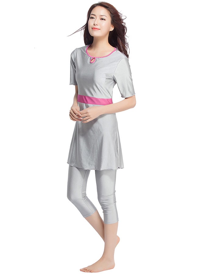 هانيميدو ملابس سباحة بمقاس مناسب رمادي/وردي - Image 3