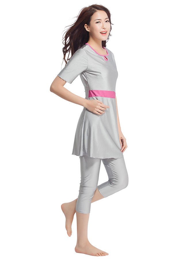 هانيميدو ملابس سباحة بمقاس مناسب رمادي/وردي - Image 4