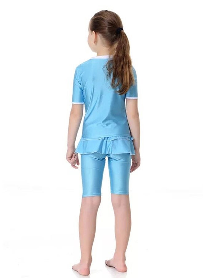 Generic - 2-Piece Short Sleeve Swimsuit Blue - Image 1