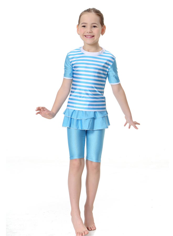 Generic - 2-Piece Short Sleeve Swimsuit Blue - Image 1