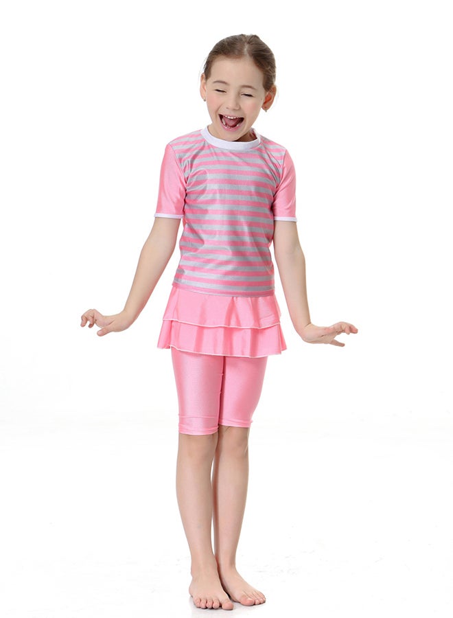 Generic - 2-Piece Short Sleeve Swimsuit Pink - Image 1