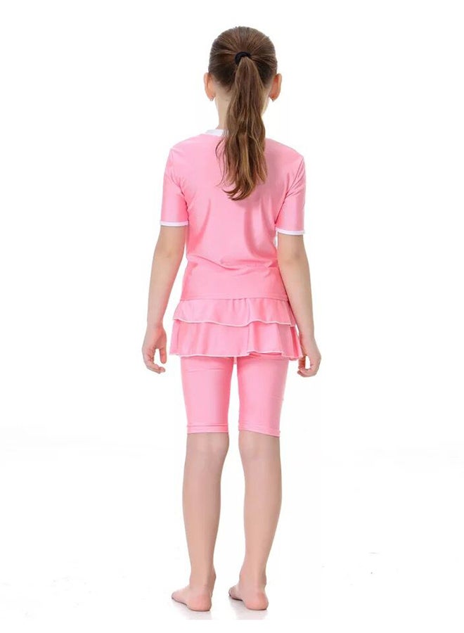 Generic - 2-Piece Short Sleeve Swimsuit Pink - Image 1