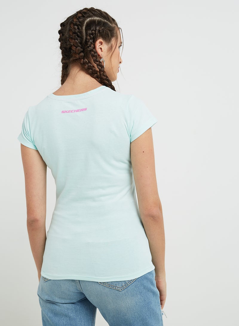 SKECHERS Short Sleeves Round Neck T-Shirt Blue/Pink - Image 2