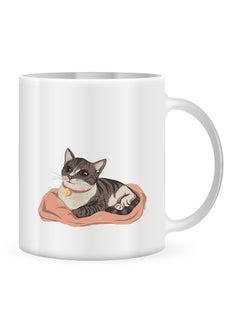 giftex Thinking Cat Design Ceramic Coffe Mug White/Black 