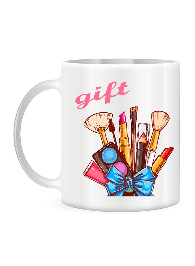 جفتكس مج قهوة من السيراميك بتصميم كارتوني لأدوات المكياج أبيض/ أسود