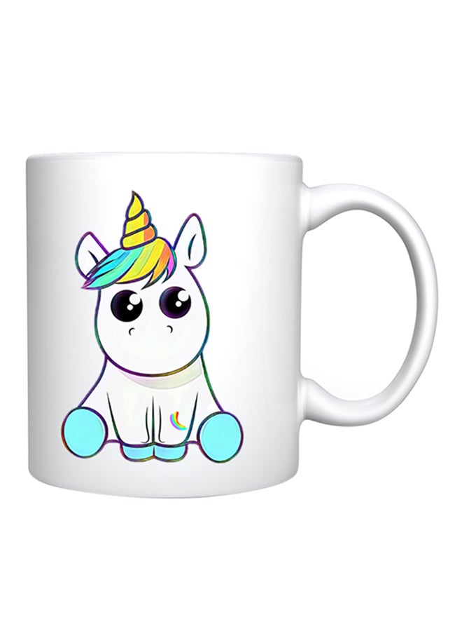 جفتكس مج قهوة من السيراميك بتصميم رسم كرتوني لليونيكورن متعدد الألوان