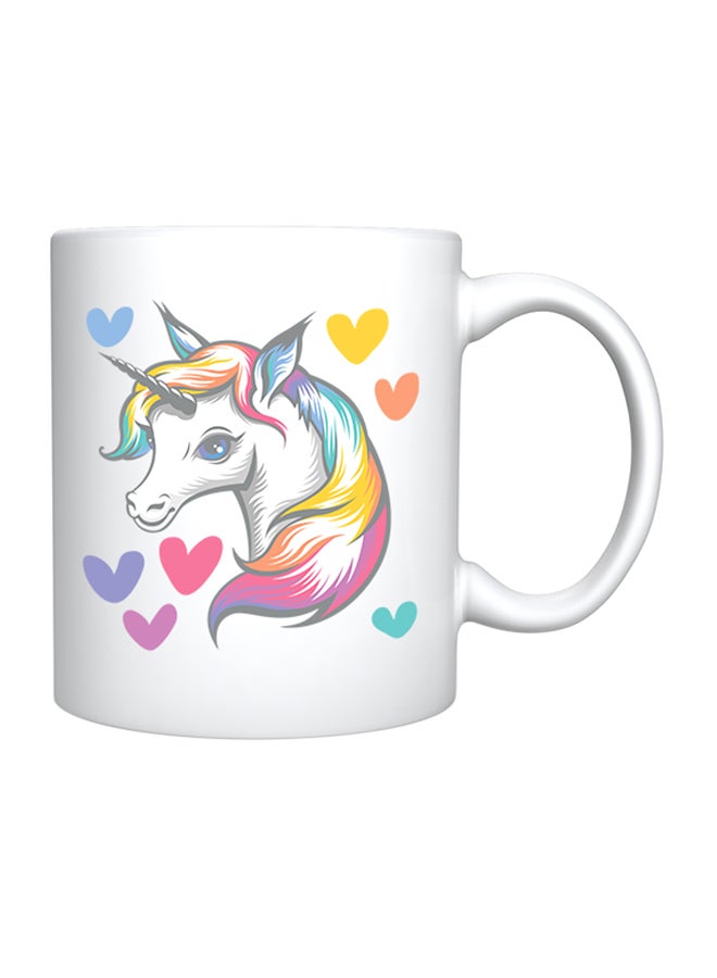 giftex - Ceramic Coffee Mug With Unicorn And Hearts Design White - Image 1