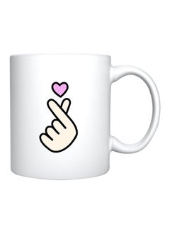 giftex Ceramic Coffee Mug With Hand Heart Design White 