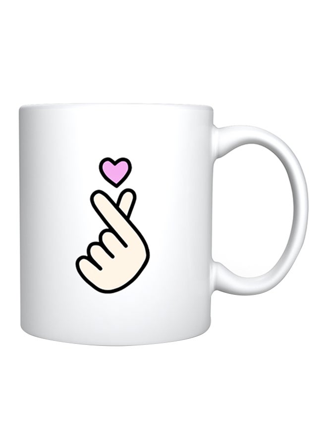 giftex Ceramic Coffee Mug With Hand Heart Design White