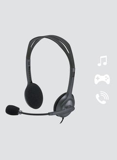 Logitech H111 Stereo Headphones, Bi-directional Microphones Type, Adjustable Headband, 1.3m Cable Length, 3.5mm Audio Jack, Black/Grey  - Image 3