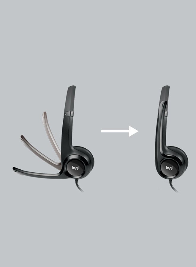 Logitech - H390 Wired Headset, Stereo Headphones With Noise-Cancelling Microphone, USB, In-Line Controls, PC/Mac/Laptop Black - Image 1