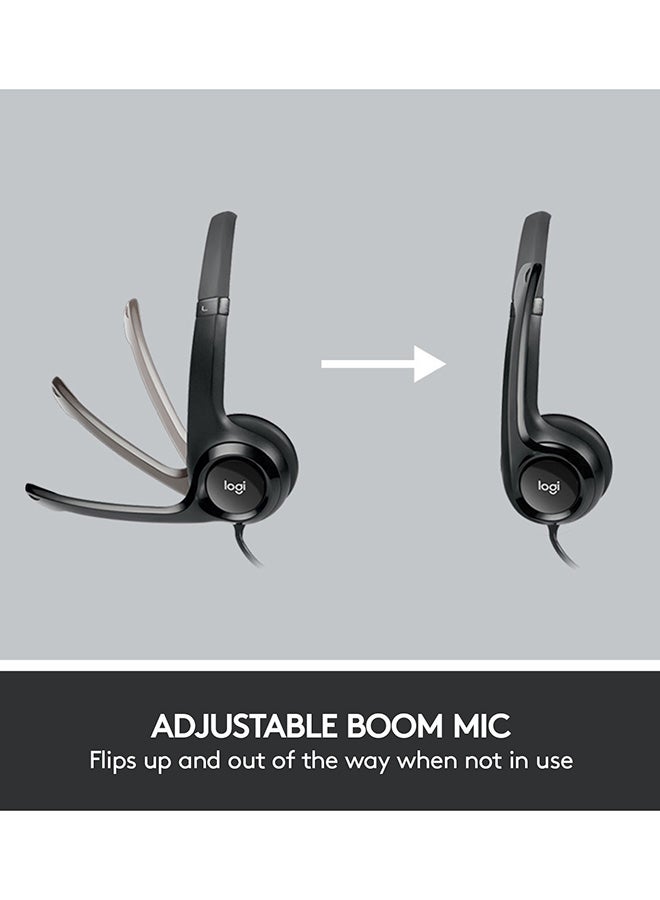 Logitech - H390 Wired Headset, Stereo Headphones With Noise-Cancelling Microphone, USB, In-Line Controls, PC/Mac/Laptop Black - Image 1