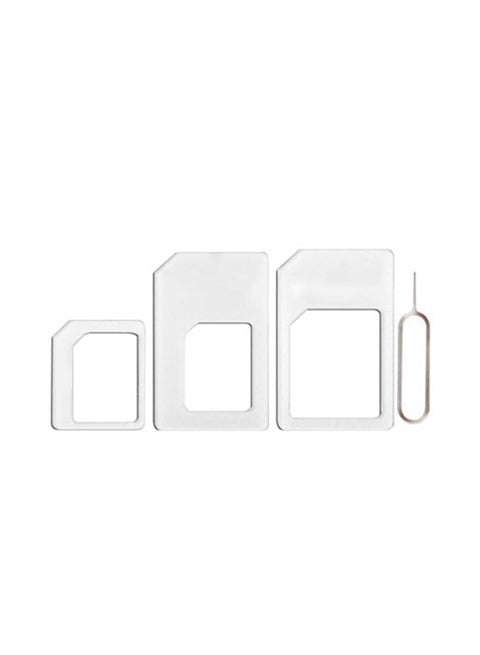 4-Piece SIM Card Holder With Eject Pin Key Tool Silver