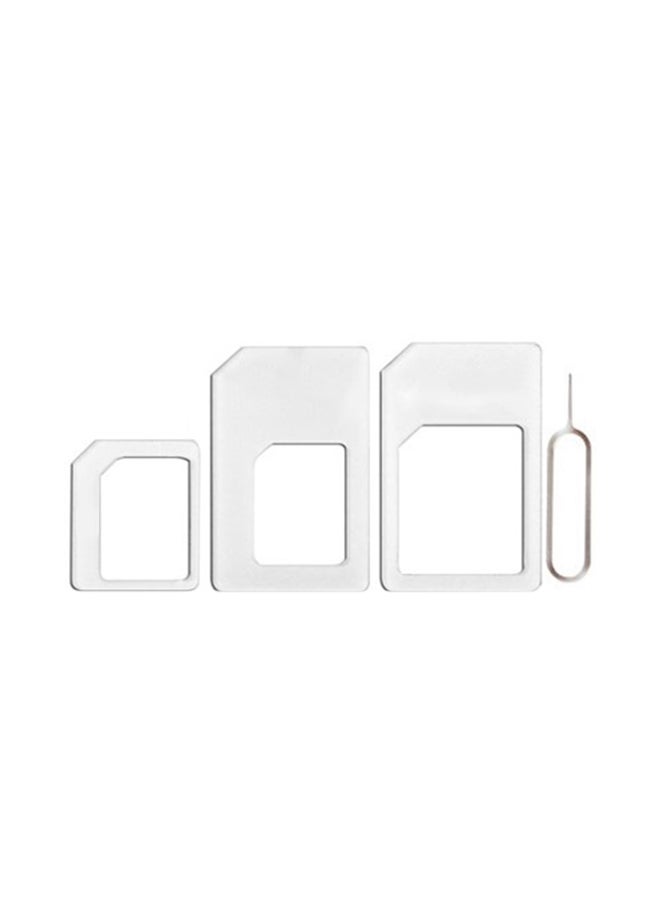 Generic - 4-Piece SIM Card Holder With Eject Pin Key Tool Silver - Image 1