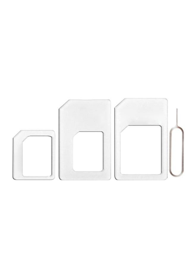 Generic - 4-Piece SIM Card Holder With Eject Pin Key Tool Silver - Image 1