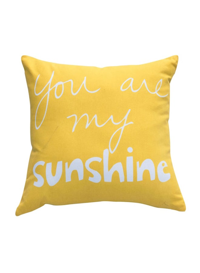 غطاء وسادة ديكور مزين بطبعة "You Are My Sunshine" أصفر 45x45سم