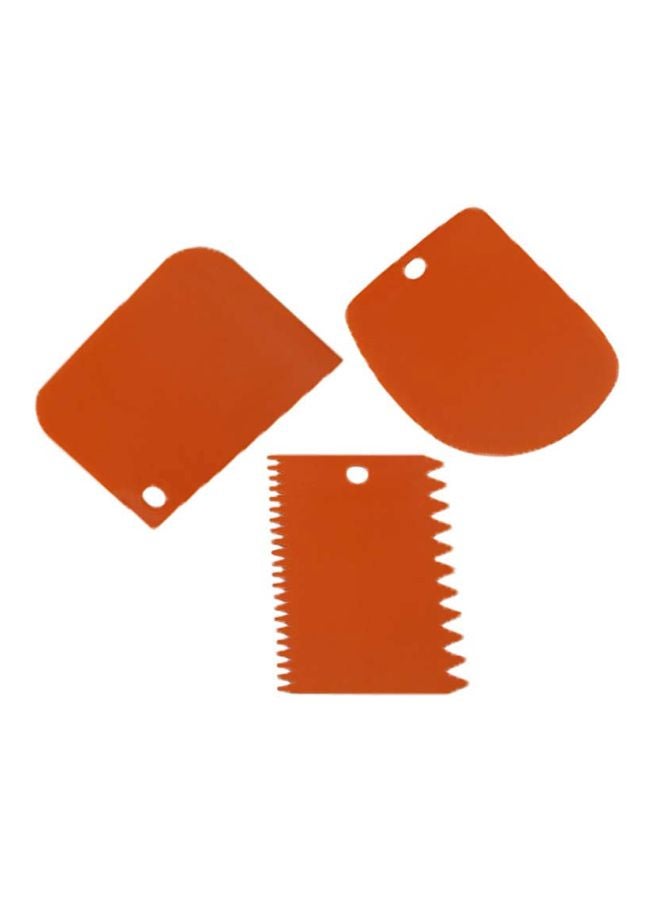 SOWUGI 3-Piece Cake Scraper Set Orange 12x8centimeter