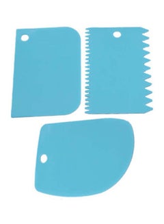 SOWUGI 3-Piece Cake Scraper Set Blue 12x8centimeter 