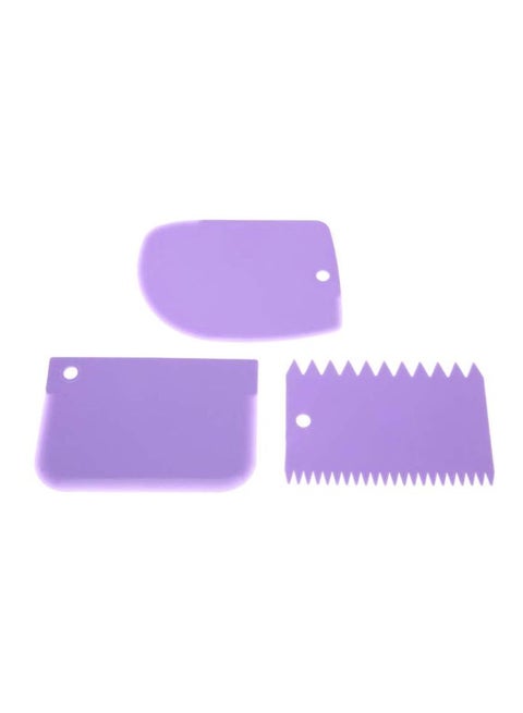 3-Piece Cake Scraper Set Purple 12x8centimeter