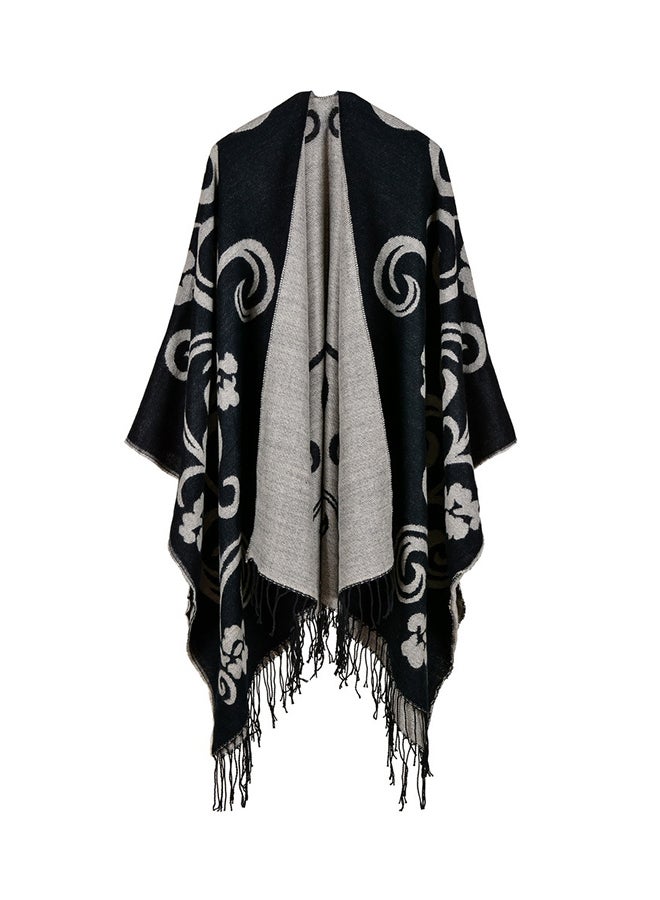 Split Thick Warm Cashmere Cloak Black - Image 1