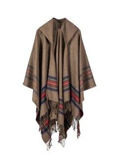 Thick Stripe Loose Cape Cloak Brown