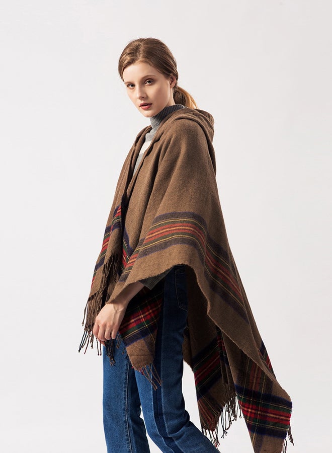 Generic - Thick Stripe Loose Cape Cloak Brown - Image 1