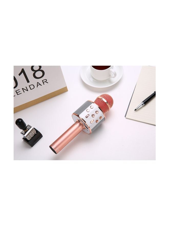 ميكروفون كاريوكي يعمل بالبلوتوث WS858 ذهبي وردي / فضي - Image 3