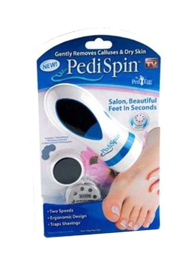 Pedispin - Electric Calluses And Dry Skin Remover Foot File Kit White/Blue/Black - Image 1