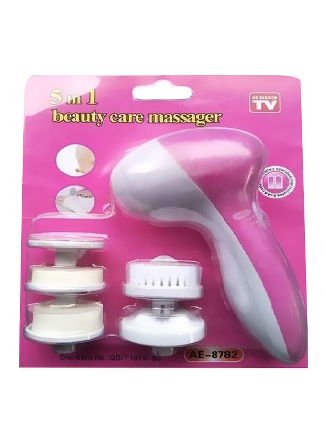 جهاز تدليك للعناية والتجميل 5 في 1 وردي/أبيض