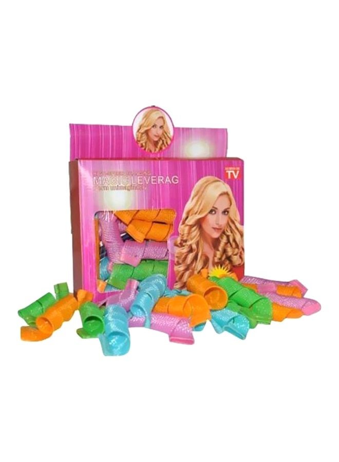 20-Piece Magic Leverag Hair Roller Set Pink/Blue/Green