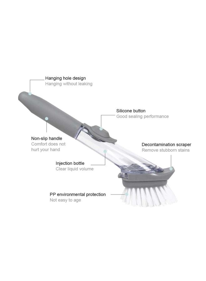 2-In-1 Automatic Liquid Filling Pot Brush With 1 Replacement Sponge Head Grey 13.5x7.5x4.5cm - Image 3