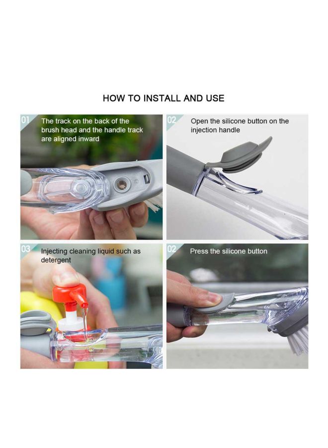 2-In-1 Automatic Liquid Filling Pot Brush With 1 Replacement Sponge Head Grey 13.5x7.5x4.5cm - Image 5