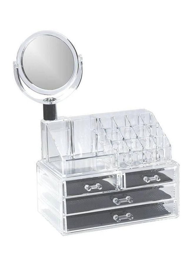 Makeup Organizer With Mirror Clear/Silver